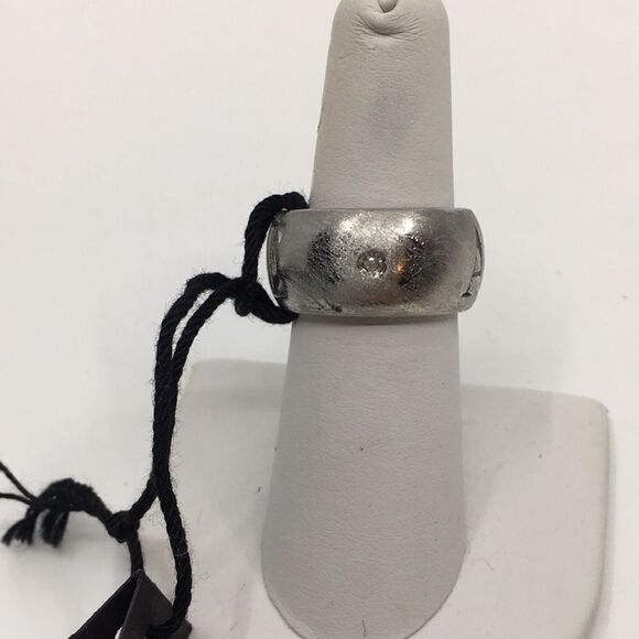 MOOBY AMORE silver tone textured chunky ring Sz 6.75 - Picture 4 of 16